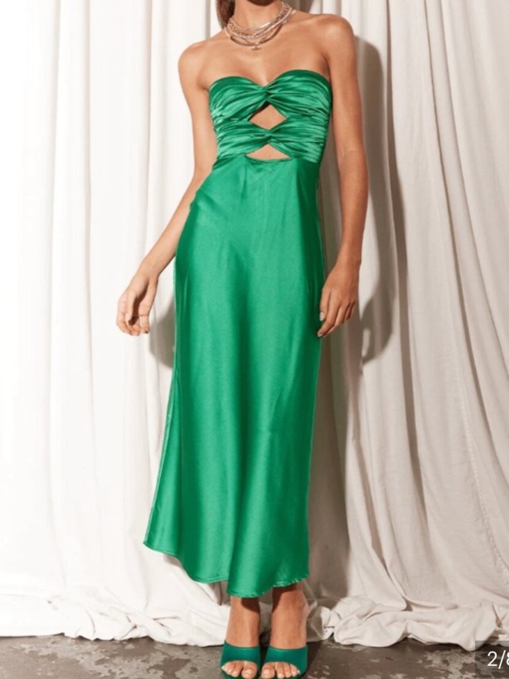 NWT Runaway the Label Micha Slip Dress Emerald Maxi Cut out Top Size Small